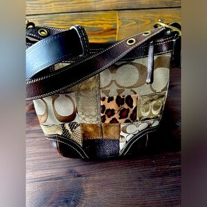 Authentic Coach, suede leather & canvas patch crossover, excellent condition